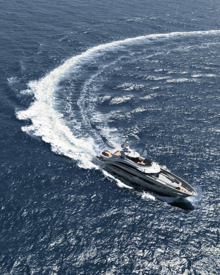 50m Steel Class Yacht OMAHA Aerial