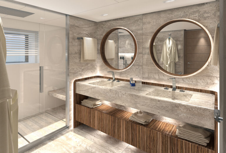 50m Motor Yacht ELETTRA - Owner Bathroom Rendering