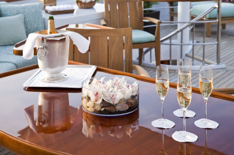 Champaign Glass: Yacht LEGEND's Bridgedeck Deck Aft Photograph