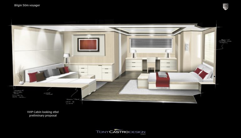 52m Tony Castro and Bilgin Yachts superyacht Voyager 170 VIP Cabin
