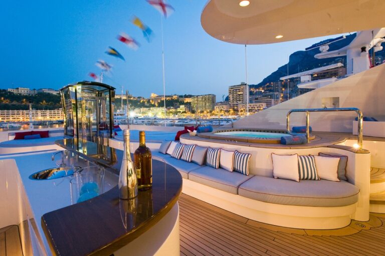Evening: Yacht LATITUDE's Sun Deck Pictured