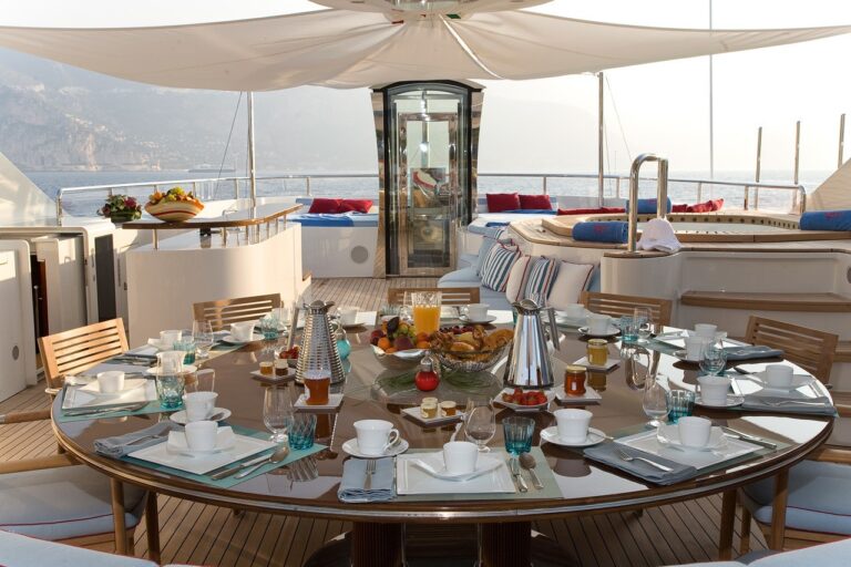 Sun Deck Eating/dining On Yacht LATITUDE