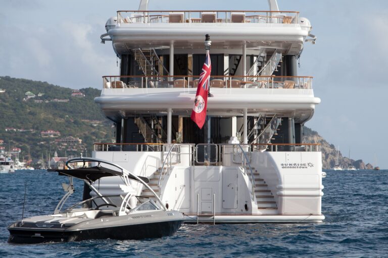 Aft With Swimming Landing On Board Yacht SUNRISE