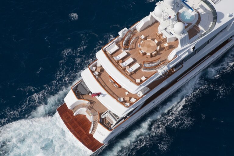 Cruising Aft From Above On Board Yacht SUNRISE
