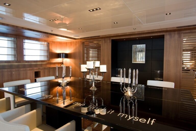 Close Up: Yacht SYNA's Eating/dining Saloon Pictured