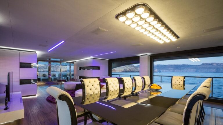 main dining area with large table and comfortable seating