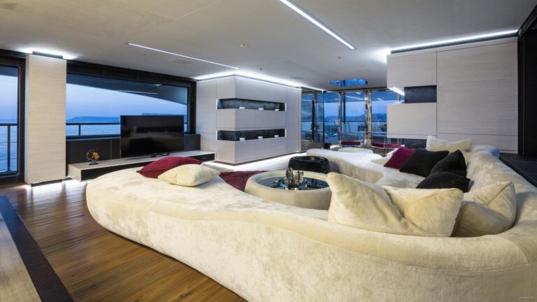 main saloon with huge sofa