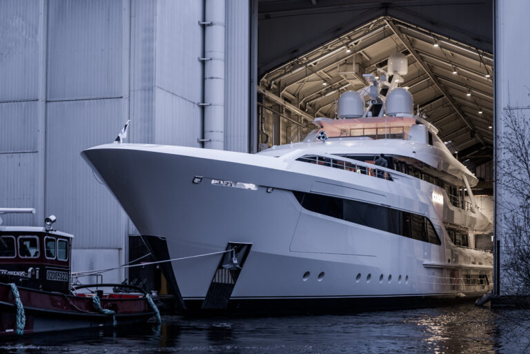 55m Yacht SOMNIUM Leaving The Shed