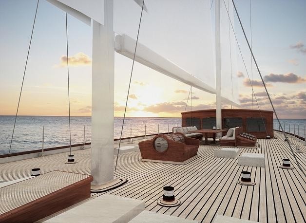 Sunset Dusk: Yacht REGINA's Deck Pictured