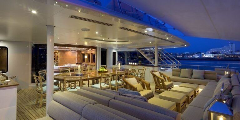 bridge deck aft dining area by night