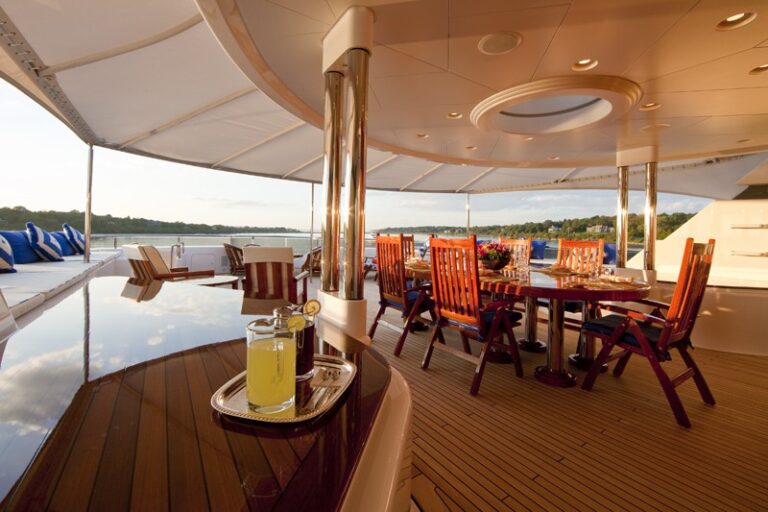 Sun Deck Aft Eating/dining Aboard Yacht BLUE MOON