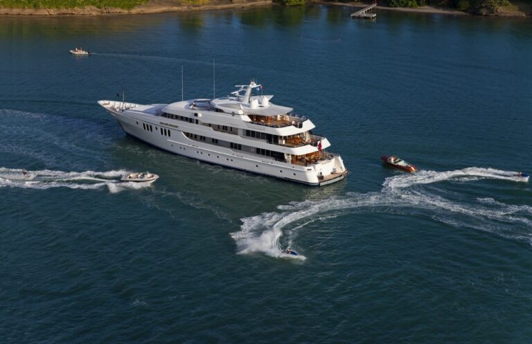 From Above Including Cruising Ship's Tenders On Yacht BLUE MOON