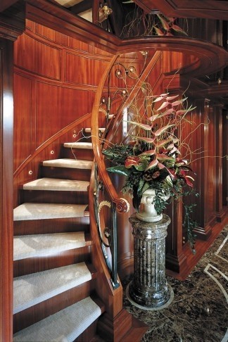 Lower Grand Stairway On Board Yacht APOGEE