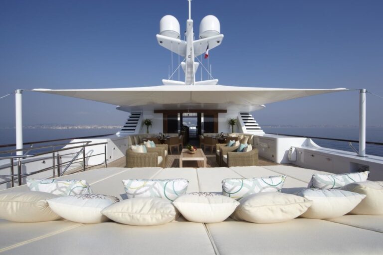 Sunbeds With Surrounding Cushions On Yacht LADY BRITT
