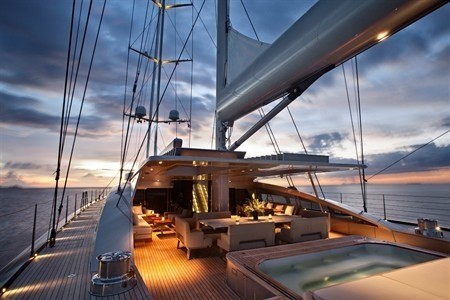 Evening: Yacht VERTIGO's Aft Deck Captured
