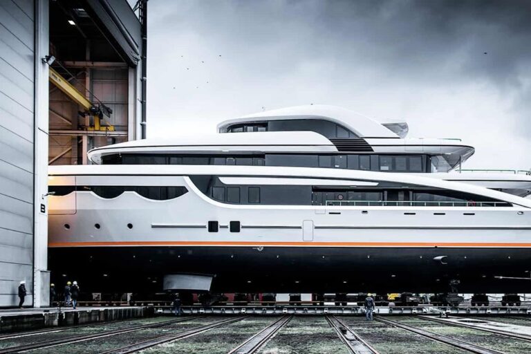 68m Superyacht SOARING Emerges From The Shed Prior To Her Official Launch