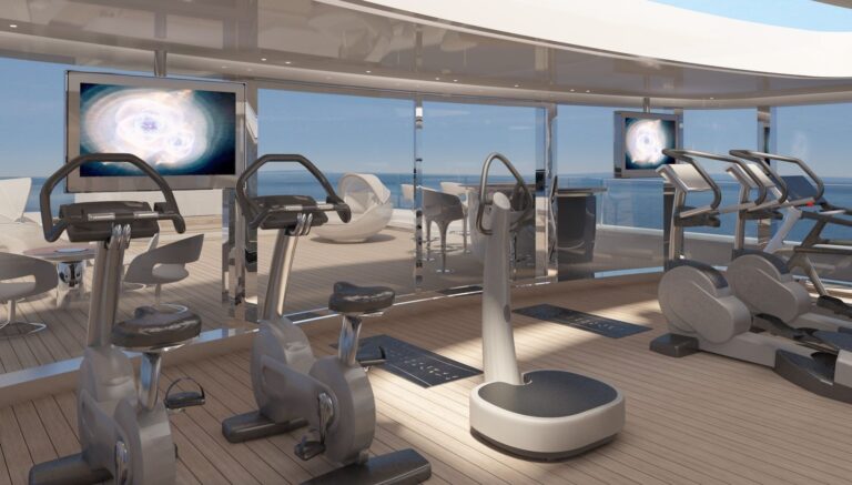 A Computer Rendering Of The Enclosed Gym On Board Yacht GRACE E