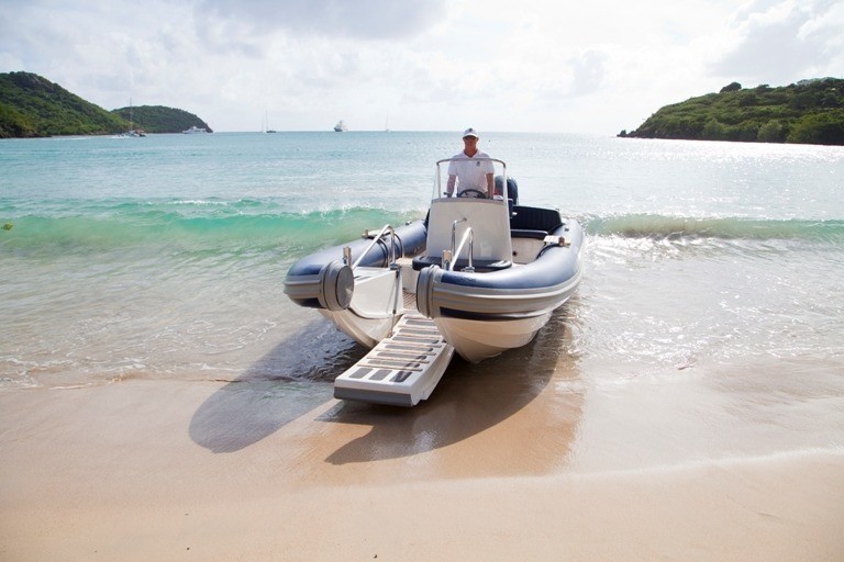 Ship's Tender Upon Beach On Yacht LEANDER G
