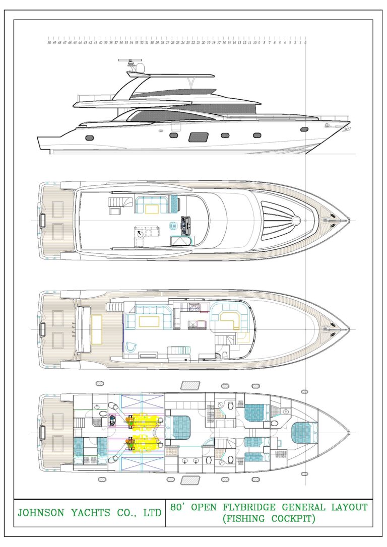 80 OPEN FLYBRIDGE GENERAL LAYOUT (FISHING COCKPIT)