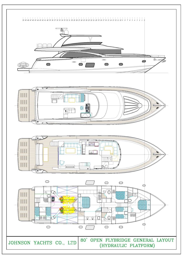 JOHNSON 80  OPEN FLYBRIDGE GENERAL LAYOUT (HYDRAULIC PLATFORM)