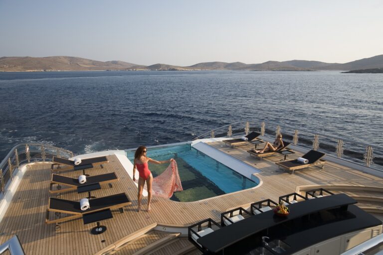 Swimming Pool Including Sunshine Lounging Aboard Yacht ALFA NERO