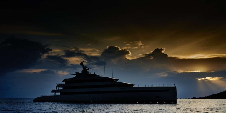 84m Custom Feadship At Sunset