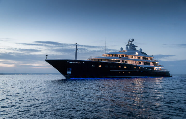 86m Custom Superyacht Refitted Completely At Pendennis Shipyard -showing Underwater Lights Post Refit