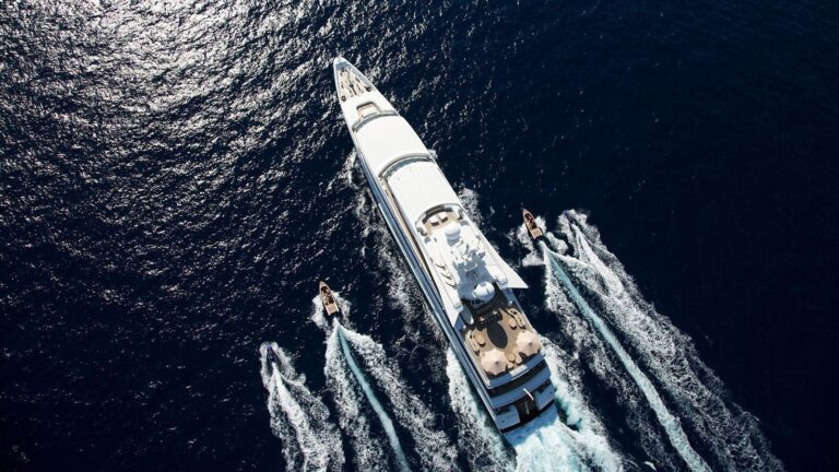 aerial view of the 95m superyacht cruising