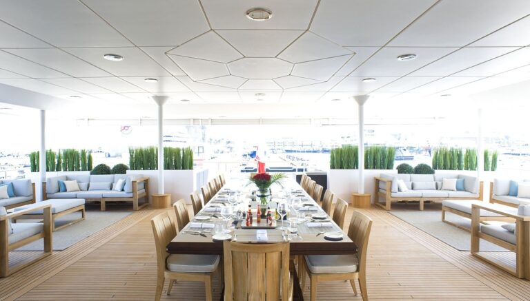 aft deck al fresco dining set up