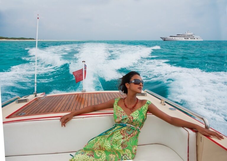 charter guest in the yacht's tender