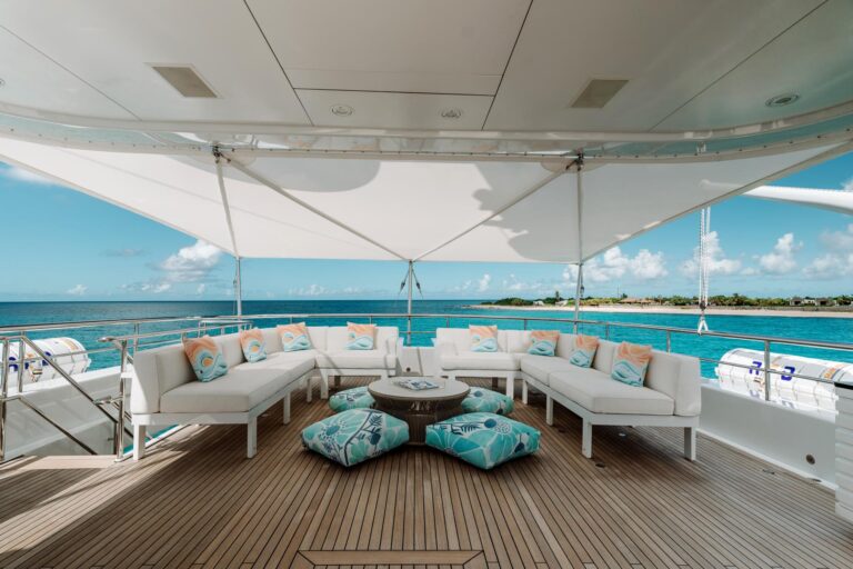 Aft Deck Seating Covered By Bimini