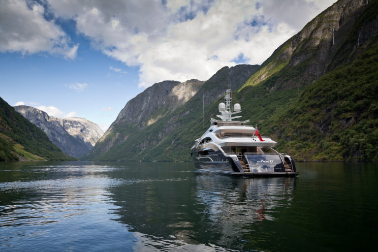 Aft view in Norway - superyacht LADY LI