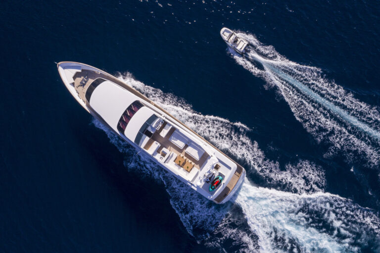 Baglietto Motor Yacht SOLE DI MARE - Aerial View With Tender