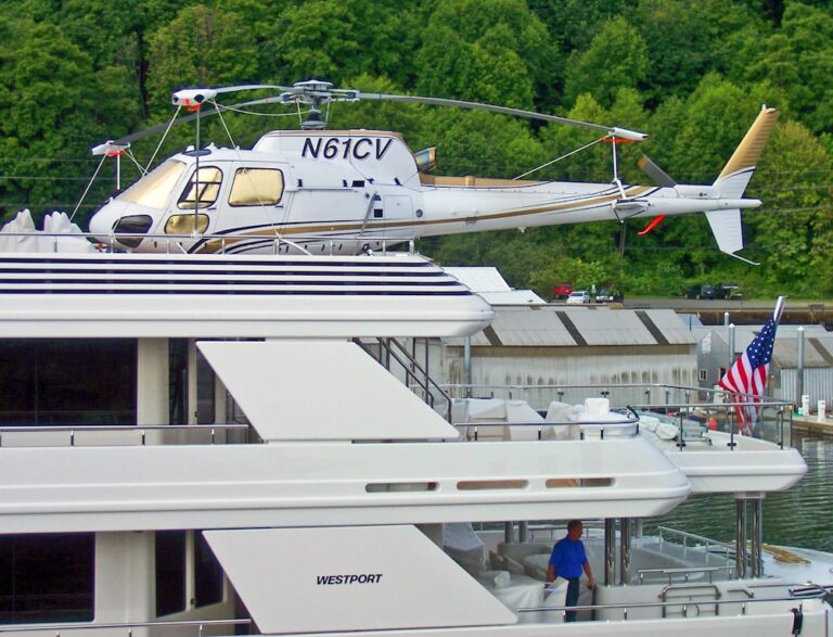 Boardwalk Superyacht Helicopter detail - Image courtesy of Westport Yachts