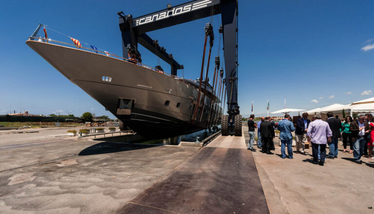 Canados 120 motor yacht Far Away at launch Photo Credit AB Photodesign