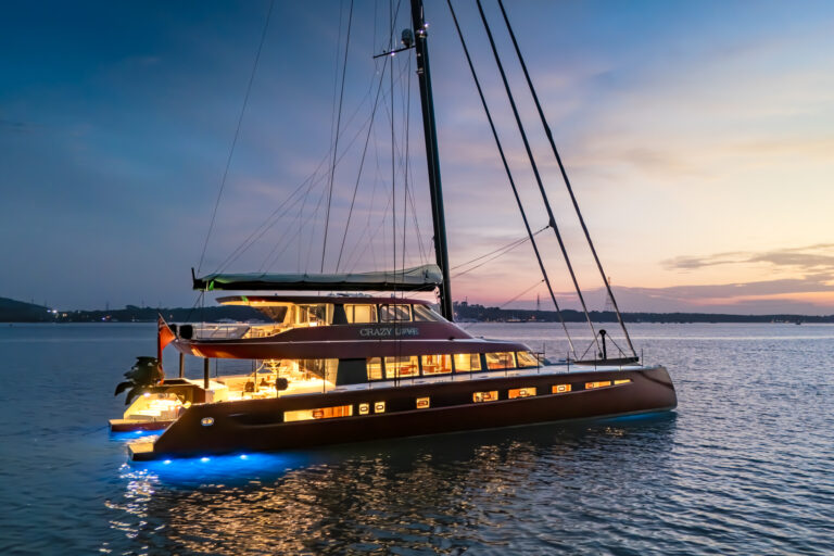 Catamaran CRAZY LOVE At Night