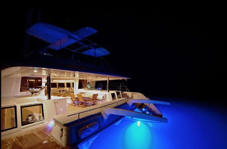 Catamaran ENIGMA -  Lights at Night