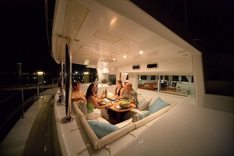 Catamaran WHISPERS - Aft Deck at Night