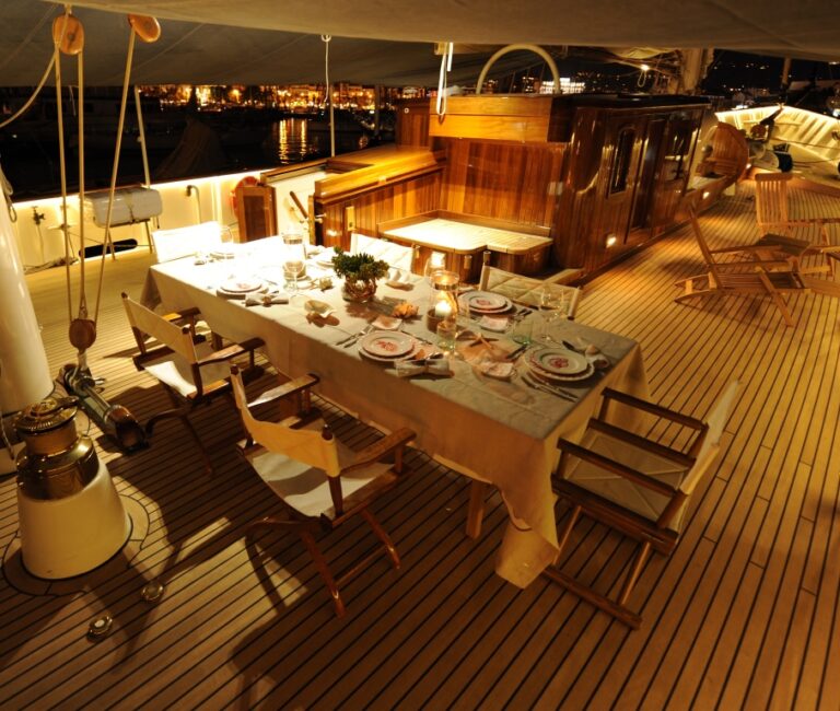 Classic Sailing Yacht XARIFA -  Dining on Deck