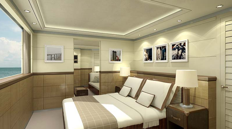 Curvelle 33X9 - Starboard Centre and aft stateroom in suite layout