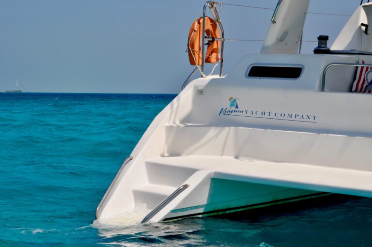 Transom with swim steps