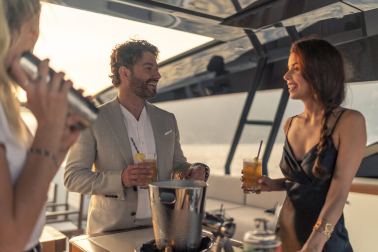 Enjoying A Drink On Deck