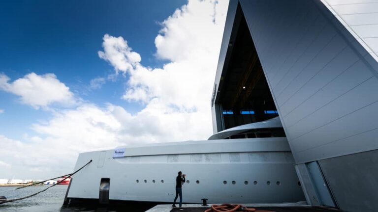 Feadship 816 Emerging From The Shed