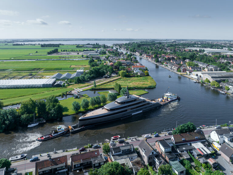 Feadship Yacht OBSIDIAN Leaving Shipyard