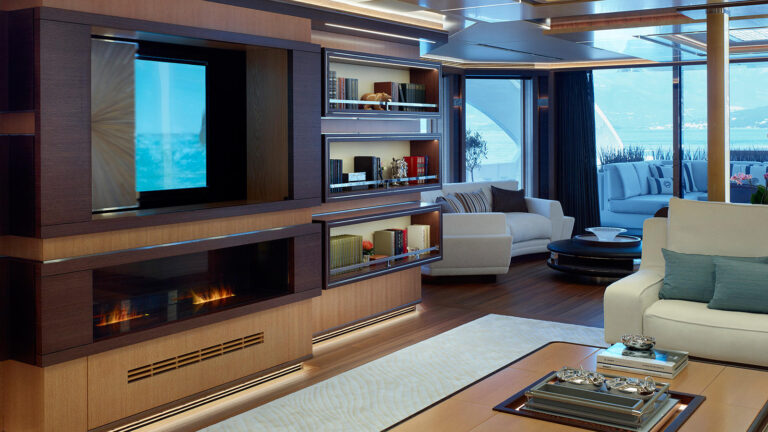 Galactica Super Nova Heesen Yachts Saloon Television