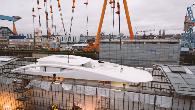 Hull And Superstructure Joined Together On Nobiskrug 77m Project Black Shark