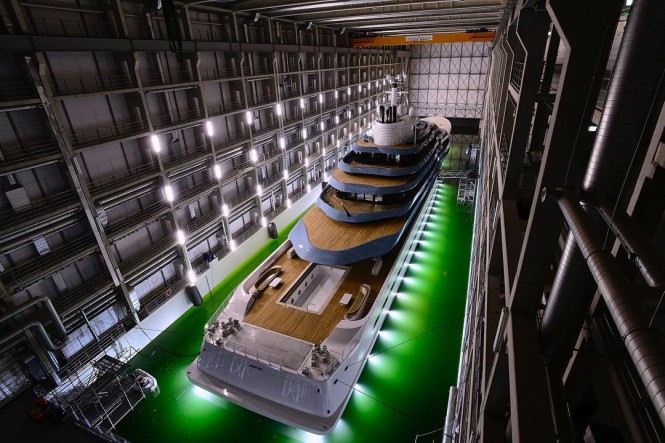 Jubilee in the Oceanco Shed before launch as the largest Dutch private pic by Francisco Martinez