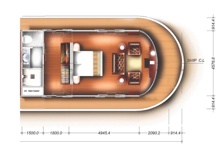 Kalay Pandaw yacht - owners suite floor plan
