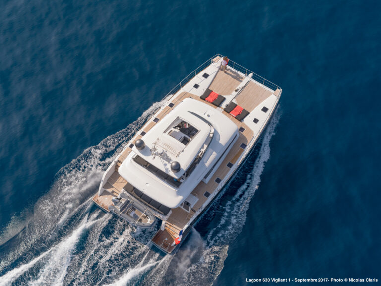 Lagoon Catamaran VIGILANT 1 - Aerial Running