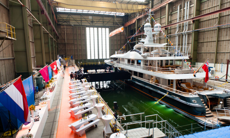 Launch of the 55m superyacht Engelberg by Amels